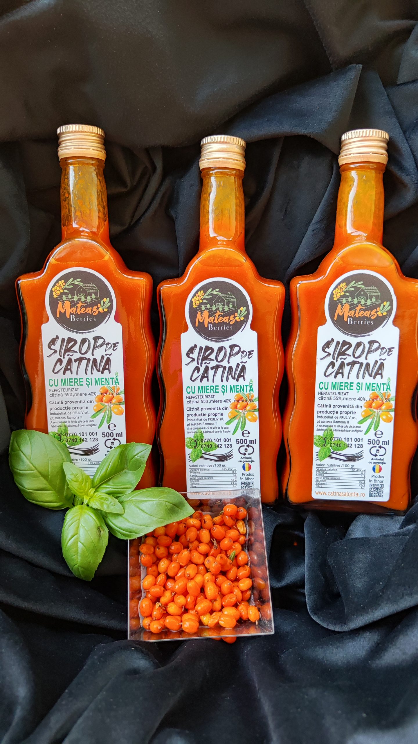 Pachet 3 sirop de catina cu miere si menta